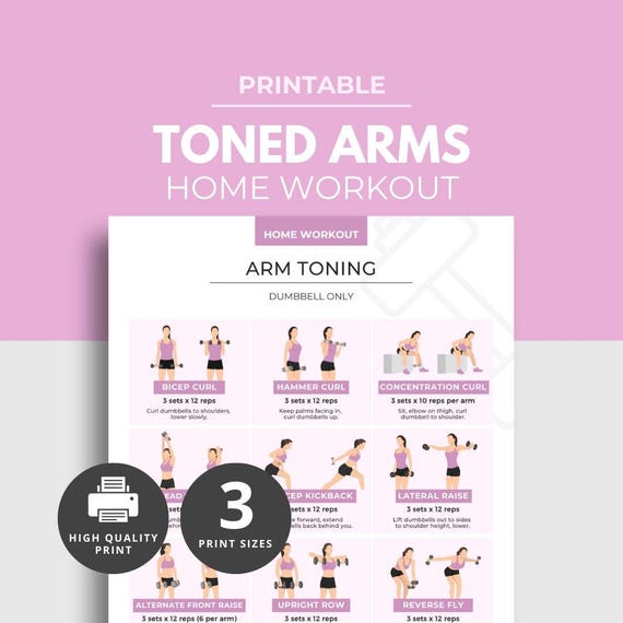 Arm Toning Workout, Printable Home Workout PDF, Arm Dumbbell Exercises, Home Fitness Plan, Womens Upper Body Workout Plan, Tone Your Arms