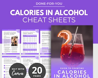 Guide to Counting Calories in Alcohol, Nutrition eBook template, health coaching resources, Nutrition PLR, Canva Ebook template, DFY ebook