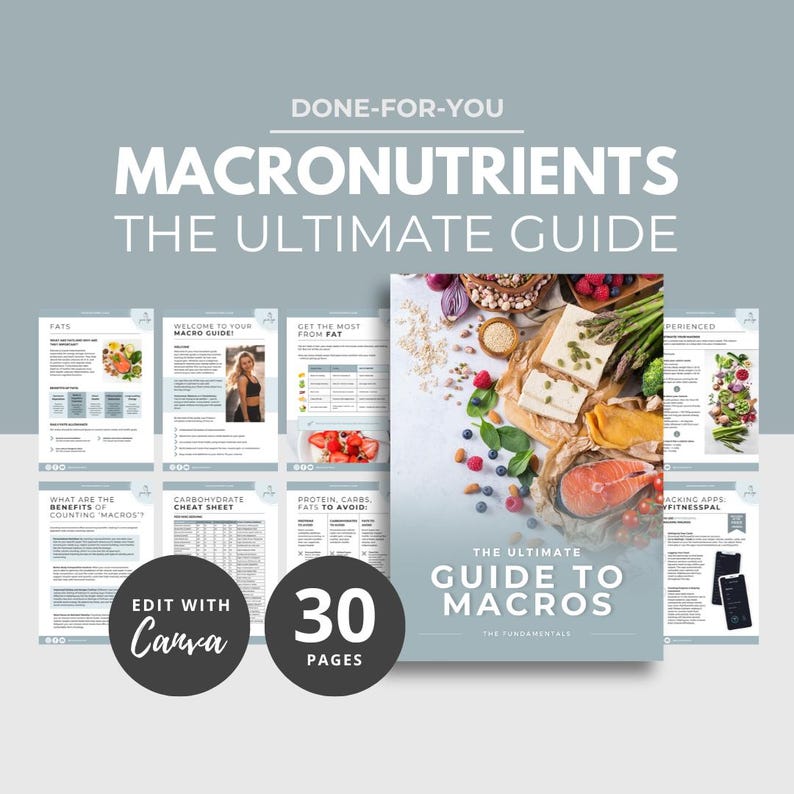Macro Tracking Guide, Macronutrient Tracking, Nutrition Ebook, Canva ...