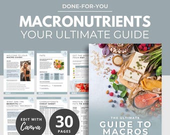 Macro Tracking Guide, Macronutrient Tracking, Nutrition Ebook, Canva Template, Fitness Coach PLR, Meal Prep Guide, Nutrition Ebook Template