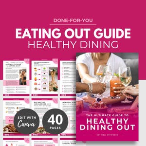 Healthy Eating Out Guide, Dining Out, nutrition templates, fitness template, lead magnet, eBook template CANVA, DFY content, Nutrition PLR