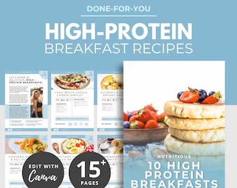 10 High Protein Breakfast Recipes, DFY Meal Plan, Canva eBook Template, Fitness eBook Template, Health Coach Resource, Recipe Book Template
