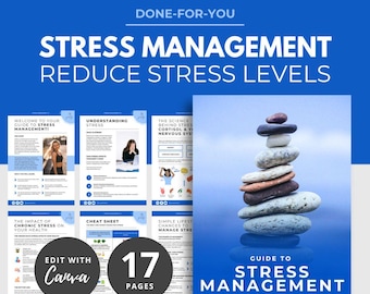 Stress Management Guide, nutrition templates, health coach template, lead magnet, eBook template CANVA, DFY PLR content, Wellness Template
