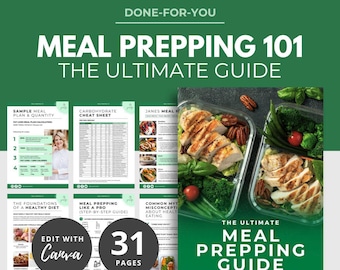 Meal Prepping Guide, DFY meal prep, nutrition ebook template, DFY Guide, Canva Template, Fitness dfy, Fitness PLR, fitness coach template,
