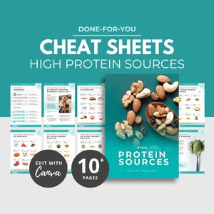 High Protein Foods Sheet, Canva Template, Nutrition Handout, Healthy Diet Eating, Weightloss, Protein Sources, Nutrition PLR, Food Chart image 8