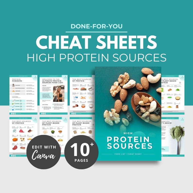 High Protein Foods Sheet, Canva Template, Nutrition Handout, Healthy Diet Eating, Weightloss, Protein Sources, Nutrition PLR, Food Chart image 8