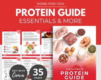 Guide to Protein, Ebook Template Canva, Nutrition ebook template, Health Coaching Templates, Fitness Ebook, Nutrition Coaching, DFY content