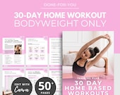 30-day Home Workout Program, PLR Digital Products, Canva eBook Template, Done For You, Workout Template, Workout Plan, Home Workout DFY