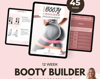 Plan d'entraînement pour les fessiers de 12 semaines pour femme, programme d'exercices pour les fessiers, programme de remise en forme, ebook de remise en forme, ebook d'entraînement, entraînement des fessiers, entraînement