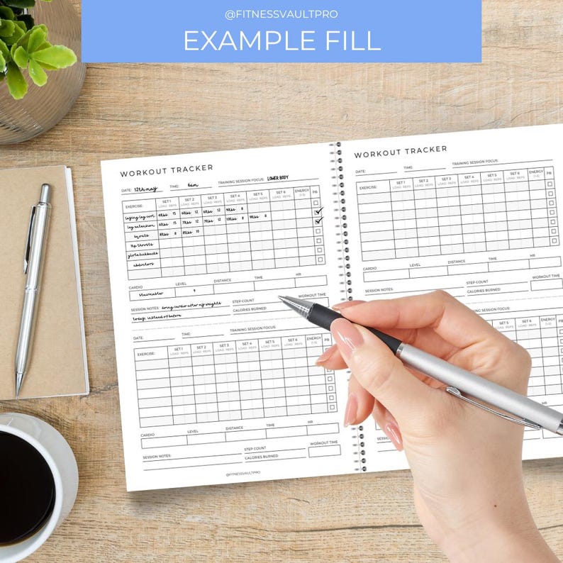 Workout Tracker Printable, Daily Workout Log, Fitness Journal, Workout ...