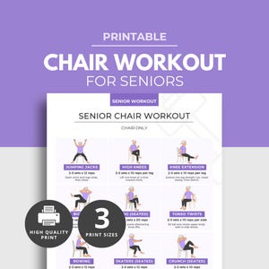 Senior Chair Workout Yoga, Printable Seated Chair Workout, Older Adults Workout, Chair Workout Routine PDF Instant Download, Senior Exercise