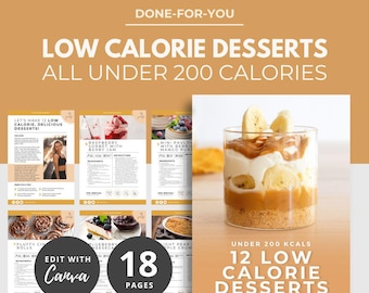 Low Calorie Desserts, DFY Meal Plan, Canva eBook Template, Fitness eBook Template, DFY Health Coaching Resource, Nutrition PLR, Weight Loss