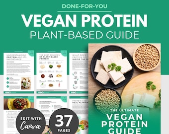 Vegan Guide to Protein, Plant-based Protein, Ebook Template Canva, Nutrition ebook template, Fitness Ebook, Nutrition Coaching, DFY Template