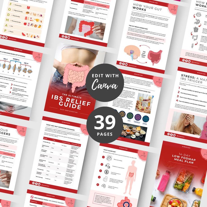 IBS Relief Guide, Low FODMAP Diet Plan, Canva Ebook Template, Health ...