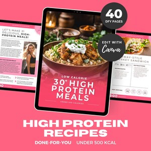 High Protein Low Calorie Recipes, DFY Meal Guide, Canva eBook Template, Fitness eBook Template, DFY Health Coaching Resource, DFY Meal Plan image 8