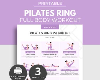 Pilates Ring Full Body Workout, Printable Pilates Workout Poster PDF, Pilates Ring Exercises, Home Fitness, Pilates Wall Art, Pilates Decor