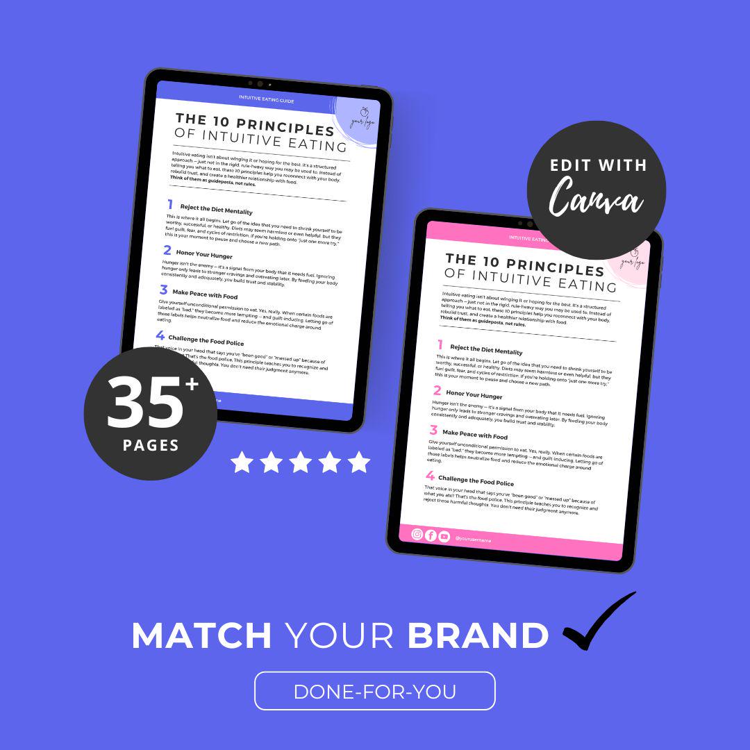 Intuitive Eating Guide, Mindful Eating Guide, Canva Ebook Template ...