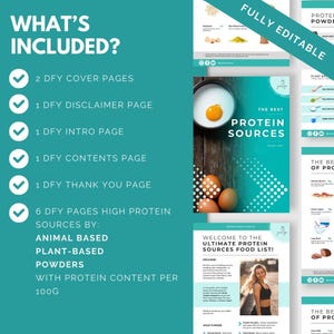High Protein Foods Sheet, Canva Template, Nutrition Handout, Healthy Diet Eating, Weightloss, Protein Sources, Nutrition PLR, Food Chart image 2