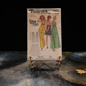 Butterick 6655 UNCUT - Halter Dress, Tunic and Pants Size Extra Small 1970&#39;s Vintage Sewing Pattern