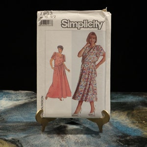 Vintage Sewing Pattern UNCUT Simplicity 7963 - Womens Pullover Dress in Two Lengths Size XL 1980&#39;s Fashion Plus Size Casual Wear