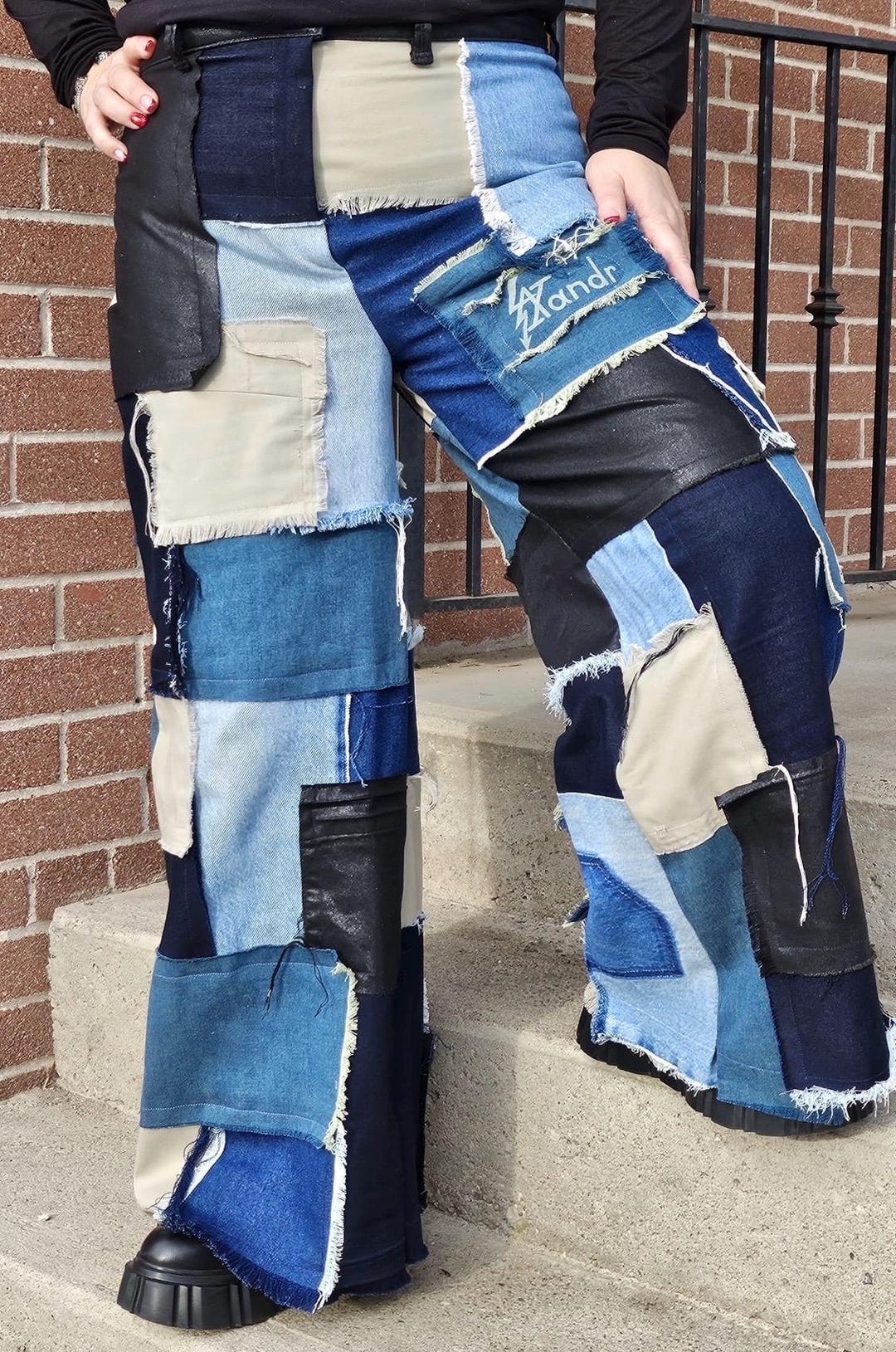 Patchwork Pants Example Patchwork Denim Pants 1 of 1 Handmade Petite Womens Size Medium - Large ...