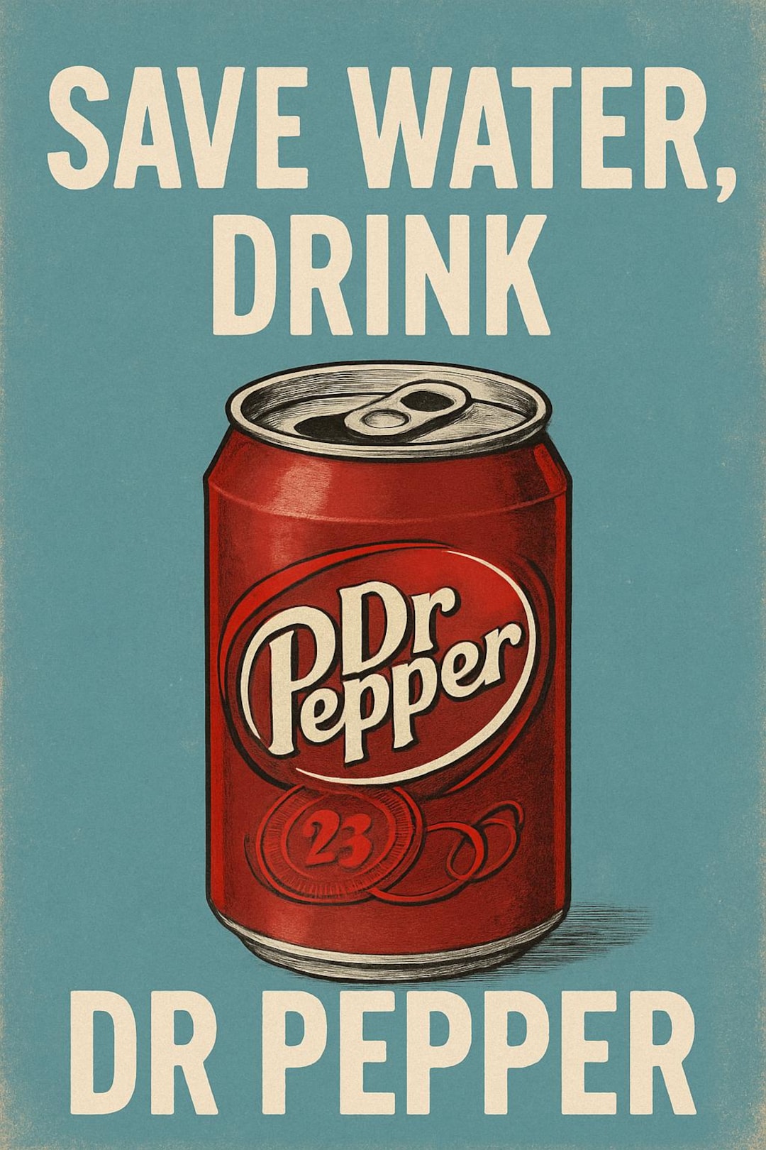Vintage Dr Pepper Can Poster – Save Water Printable Wall Art - Etsy