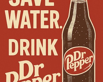 Vintage Soda Poster - “Save Water, Drink Dr Pepper” Flaschenkunst