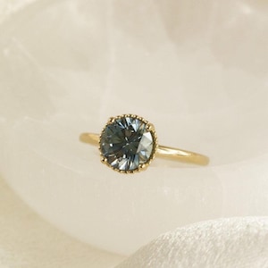5 MM Montana Sapphire Solitaire Ring Round Cut Gemstone in 14k Gold Elegant Prong-Set Ring Dainty September Birthstone Ring for Women