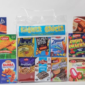 Kosher Grocer, Kosher, play Grocery store, Jewish toy, age 2-7, play food, kosher symbol, kosher brand, blocks, Jewish education, pre-school
