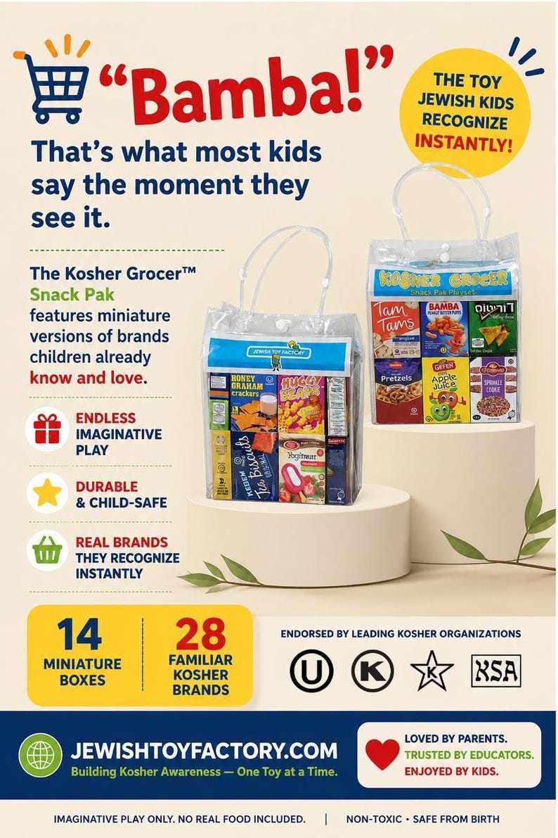 Kosher Grocer, pretend grocery, Jewish toy, age 0-7, play food, blocks, Jewish education, pre-school Bild 1