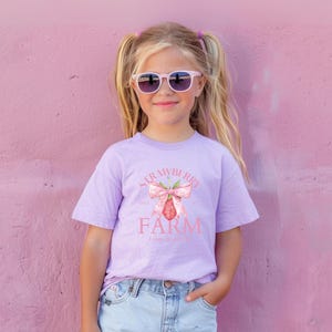 Strawberry Farm Pink Bow Shirt, Back to School Coquette, Kids Back To School Shirt, First Day of School Shirt Girl, Toddler School Shirt
