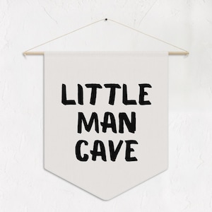 Little Man Cave Boys Playroom Banner, Big Boy Room Wall Pennant, Man Cave for the Kids, Aesthetic Nursery Wall Art