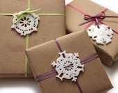 Mini Christmas ornaments, set of 4 snowflake ornaments, woodland Christmas decorations, Holiday gift tags and tree ornaments, deer fox bear