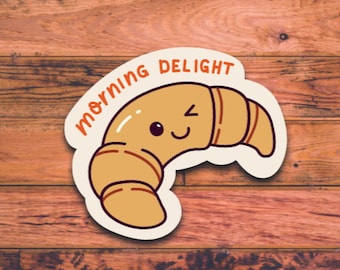 Croissant Sticker, Cute Croissant, Morning Delight, Croissant Sticker for Laptop and Water Bottle, Food Breakfast Sticker