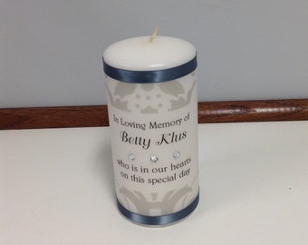 Memorial Candle damask design with rhinestones