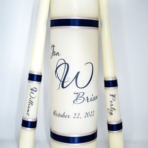 Monogram Design Wedding Unity Candle set with pearls