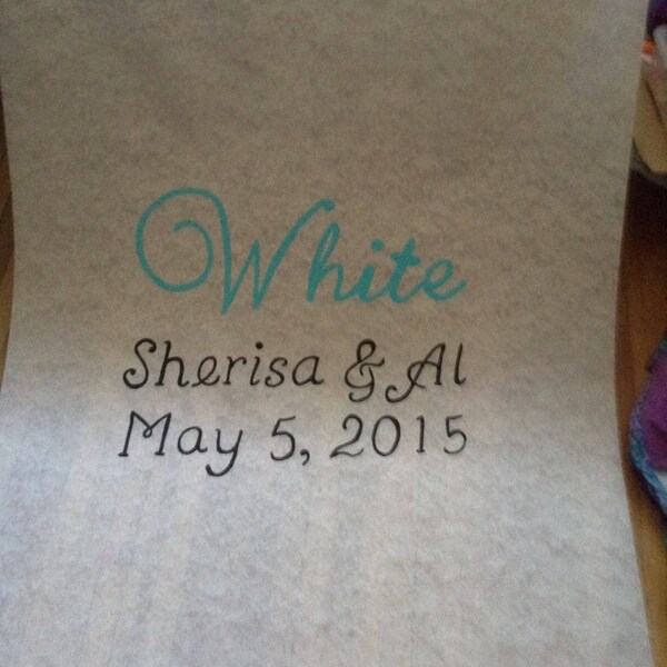 Last Name with first names and date Wedding Aisle Runner