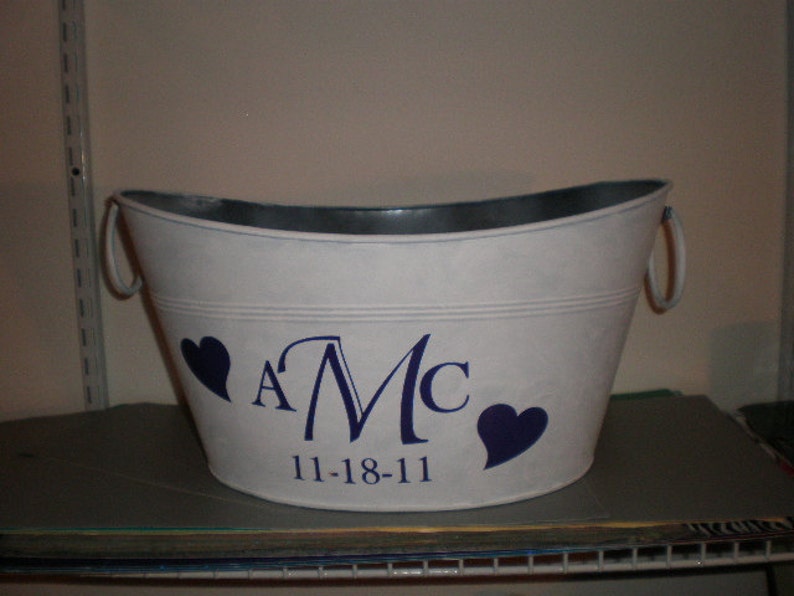 Large Metal Bucket Personalized With Hearts Etsy