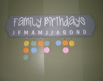 Family Birthdays Calendar Hanging Wood Sign