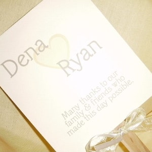 Heart with Names Wedding Fan Program