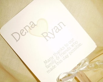 Heart with Names Wedding Fan Program