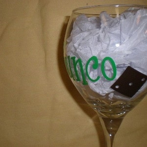 Bunco Wine Glass with Dice and Personalized image 2