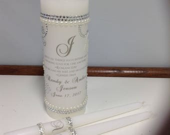 Unity Candle set bling out with rhinestones and pearls