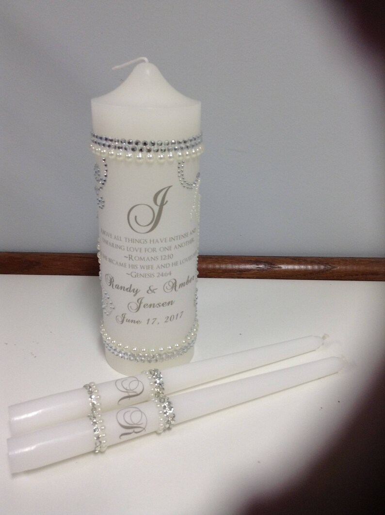 Unity Candle set bling out with rhinestones and pearls Etsy