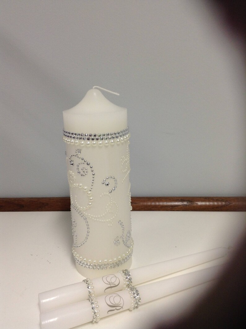 Unity Candle set bling out with rhinestones and pearls Etsy