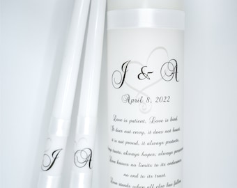 Love is Patient with heart Unity Candle Set