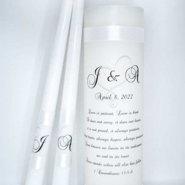 Love is Patient with heart Unity Candle Set