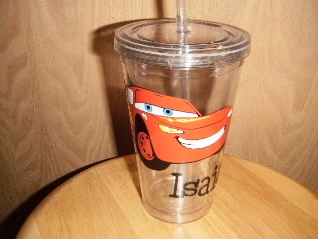 Personalized Tumbler With Lightning Mcqueen Cars Etsy