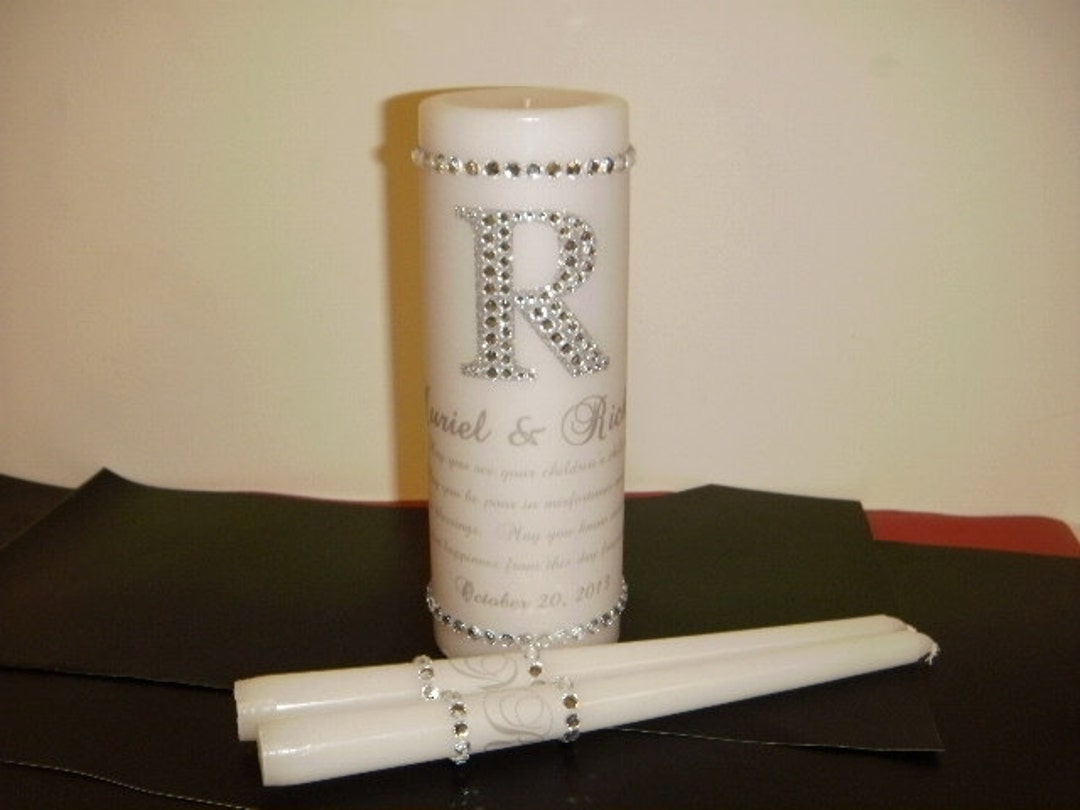 Personalized Unity Candle Set Edged in Rhinestones Etsy