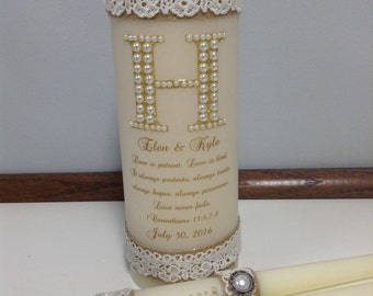 Love is Patient Rustic Unity Candle Set